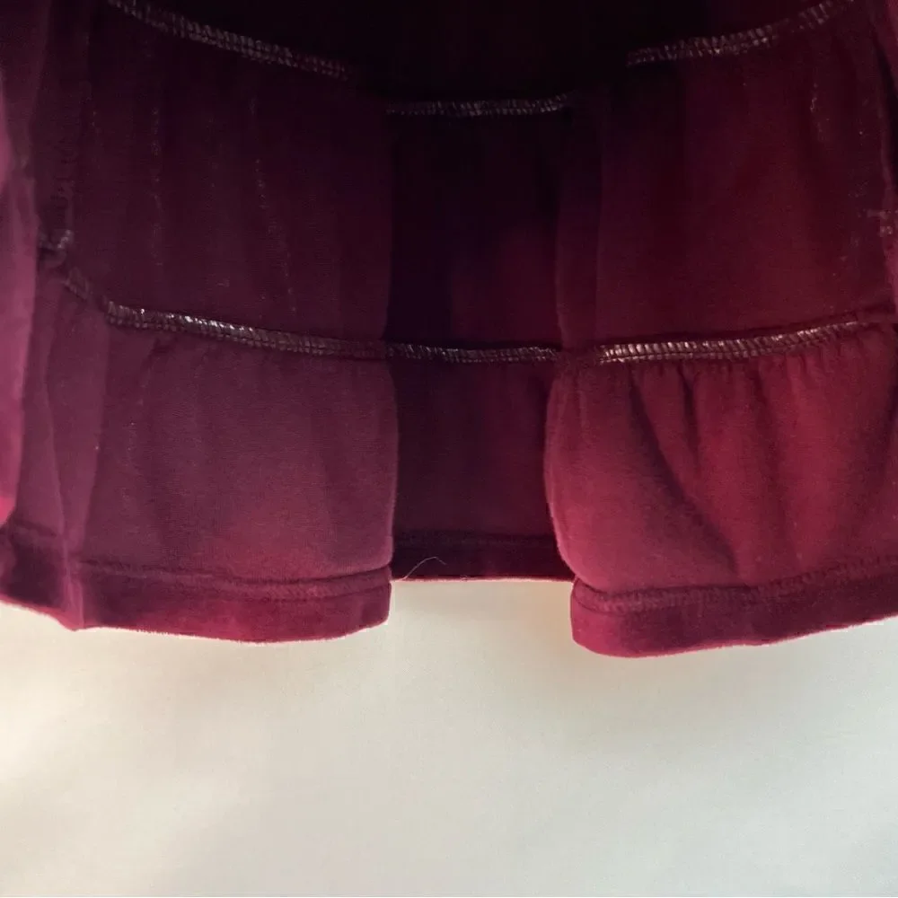 Jillian’s Closet ruffled wine burgundy velour holiday dress size 12 months EUC